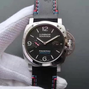 Replica Panerai Luminor Marina 1950 PAM727 Americas Cup 2017 ZF Factory Black Leather Strap Black Dial