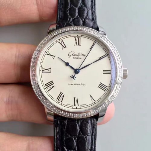 Replica Glashutte Original Senator Excellence V4 1-39-52-01-02-04 FK Factory Diamond Bezel White Dial