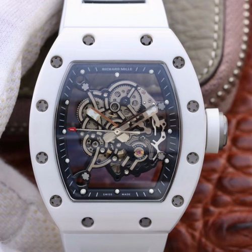 Replica Richard Mille RM055 KV Factory V2 White Ceramic Skeleton Dial