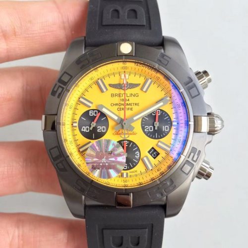 Replica Breitling Chronomat 44 Blacksteel MB0111C3/I531/262S/M20DSA.2 GF Factory Yellow Dial