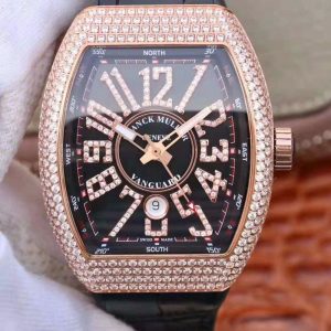 Replica Franck Muller Vanguard 18K Rose Gold V45.SC.DT.D.NBR.CD.5N.NR Black Dial