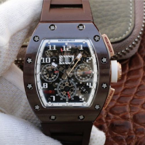 Replica Richard Mille Chronograph RM011 KV Factory Brown Crystal Dial