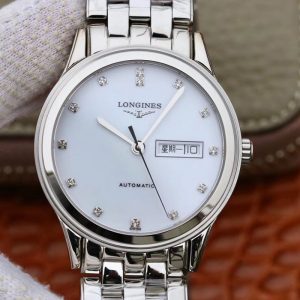 Replica Longines Flagship Double Calendar L4.899.4.12.602 GK Factory White Dial