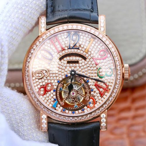 Replica Franck Muller Round Color Dreams Tourbillon 18K Rose Gold Diamond Dial