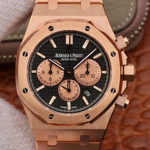 Replica Audemars Piguet Royal Oak Chronograph 18K Rose Gold 26331OR.OO.1220OR OM Factory Black Dial