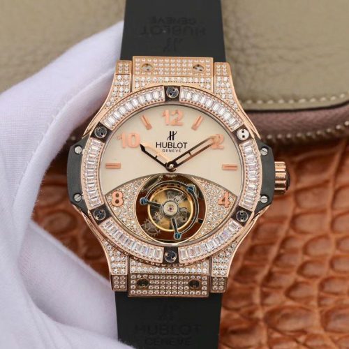 Replica Hublot Classic Fusion Rose Gold Tourbillon White Enamel Dial