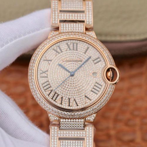 Replica Ballon Bleu De Cartier W69006Z2 42mm TW Factory Rose Gold Diamonds Dial