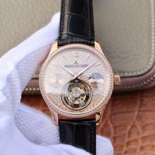 Replica Jaeger-LeCoultre Master Complication Functions Tourbillon 18K Rose Gold Diamonds Dial