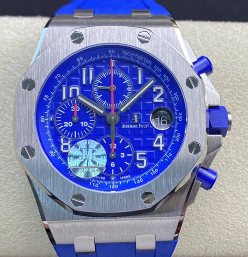 Replica Audemars Piguet Royal Oak Offshore 26470ST.OO.A030CA.01 JF Factory Blue Rubber Strap