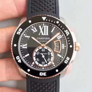 Replica Calibre De Cartier Diver W7100056 42MM JF Factory Black Dial