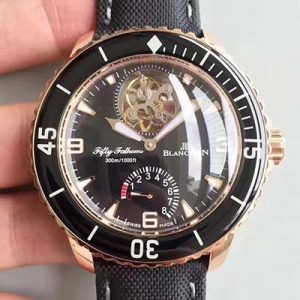 Replica Blancpain Fifty Fathoms Tourbillon 5025-3630-52A Rose Gold Black Dial