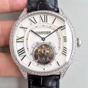 Replica Drive De Cartier W4100013 Tourbillon White Textured Dial