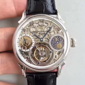 Replica Patek Philippe Tourbillon Moonphase Silver Dial