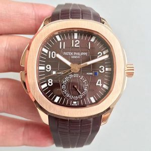 Replica Patek Philippe Aquanaut Travel Time 5164R-001 Rose Gold Chocolate Dial