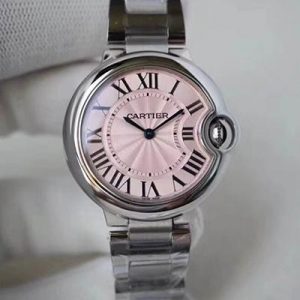 Replica Ballon Bleu De Cartier WE902073 33mm V6 Factory Pink Dial