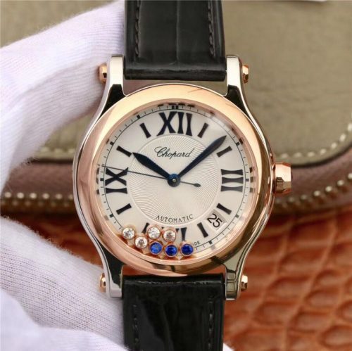 Replica Chopard Happy Sport Automatic 274808-5001 36MM YF Factory Rose Gold Diamonds