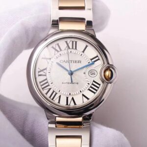 Replica Ballon Bleu de Cartier W69009Z3 Wrap Gold V9 Factory Silver White Dial