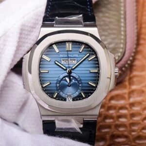 Replica Patek Philippe Nautilus 5726/1A-014 PF Factory Moonphase Black Leather Strap