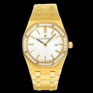 Replica Audemars Piguet Royal Oak Quartz 67651BA.ZZ.1261BA.01 JF Factory Yellow Gold Diamond