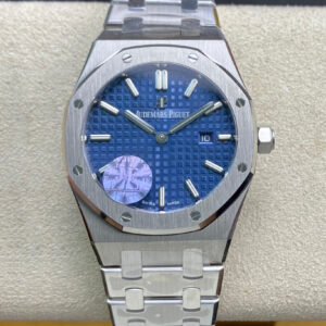 Replica Audemars Piguet Royal Oak Quartz 67650ST.OO.1261ST.01 JF Factory Blue Dial