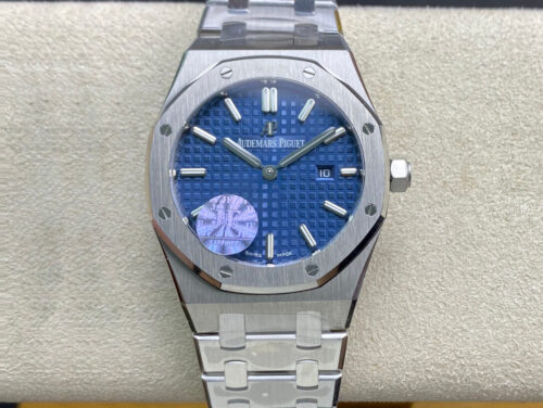 Replica Audemars Piguet Royal Oak Quartz 67650ST.OO.1261ST.01 JF Factory Blue Dial