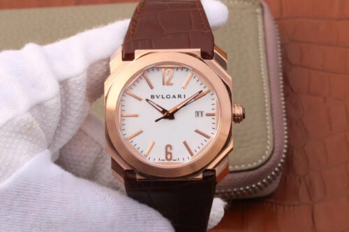 Replica Bvlgari Octo 102119 BGOP38WGLD Rose Gold White Dial