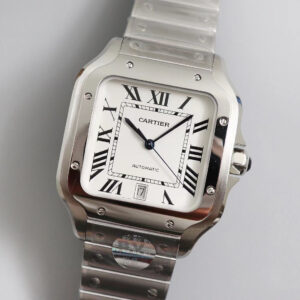 Replica Cartier Santos WSSA0009 BV Factory Stainless Steel White Dial