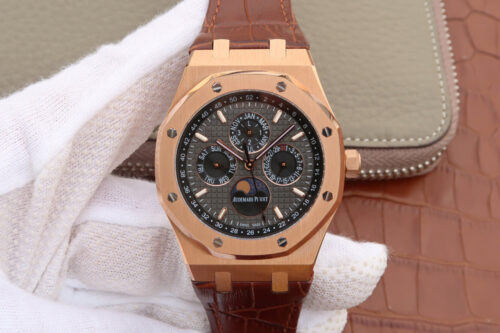 Replica Audemars Piguet Royal Oak Perpetual Calendar 26574 JF Factory Brown Strap