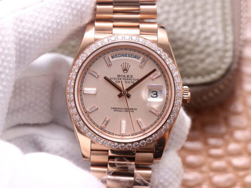 Replica Rolex Day Date M228345RBR-0007 EW Factory Diamond-Set Bezel