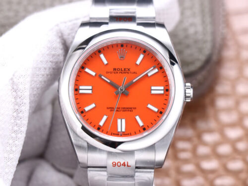 Replica Rolex Oyster Perpetual M124300-0007 EW Factory Orange Dial