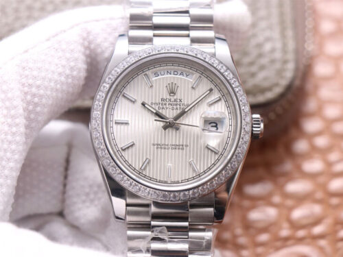 Replica Rolex Day Date M228349RBR-0007 EW Factory Diamond-Set Bezel