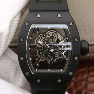 Replica Richard Mille RM055 KV Factory Black Rubber Strap