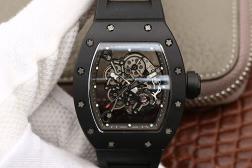 Replica Richard Mille RM055 KV Factory Black Rubber Strap