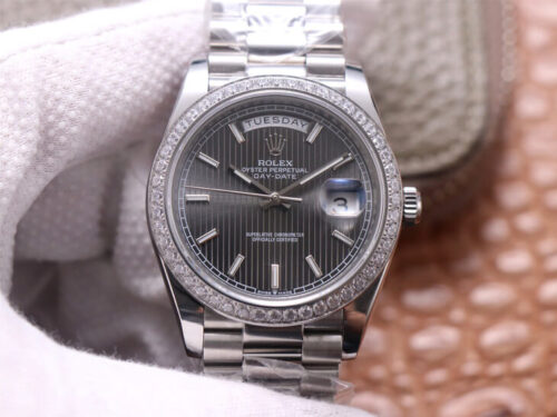 Replica Rolex Day Date M228349RBR-0008 EW Factory Diamond-Set Bezel