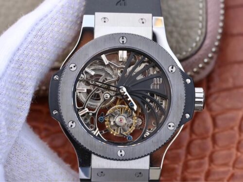 Replica Hublot Big Bang Hollow Tourbillon Grey Strap