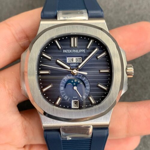 Replica Patek Philippe Nautilus 5726 GR Factory Blue Rubber Strap