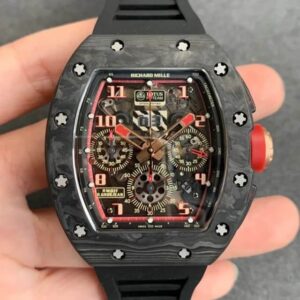 Replica Richard Mille RM-011 KV Factory Black Rubber Strap