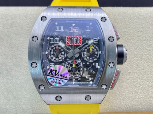 Replica Richard Mille RM11 KV Factory Yellow Rubber Strap