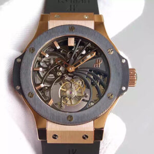 Replica Hublot Big Bang Hollow Tourbillon Black Strap