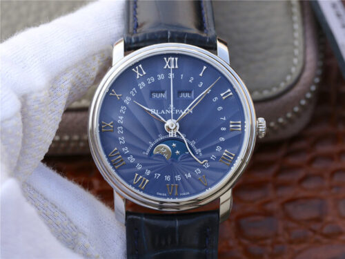 Replica Blancpain Villeret 6654-1529-55B OM Factory Dark Blue Strap