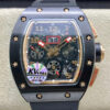 Replica Richard Mille RM011 KV Factory Black Rubber Strap