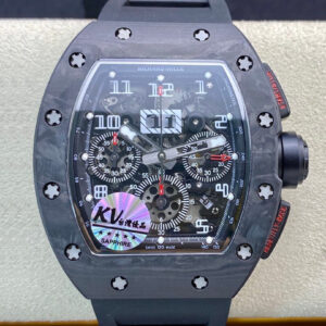 Replica Richard Mille RM011 KV Factory Black Rubber Strap