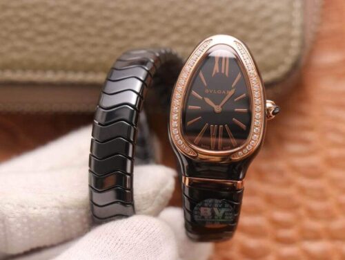 Replica Bvlgari Serpenti 102532 BV Factory Black Strap