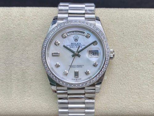 Replica Rolex Day Date 128396TBR-0005 EW Factory Diamond-set Dial