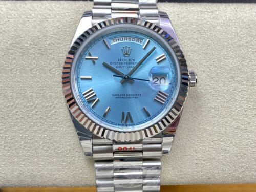 Replica Rolex Day Date M228236-0012 EW Factory Sky Blue Dial