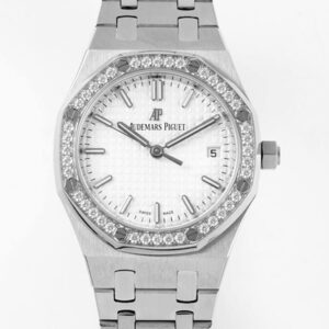 Replica Audemars Piguet Royal Oak 77350ST 8F Factory Diamond-Set Bezel