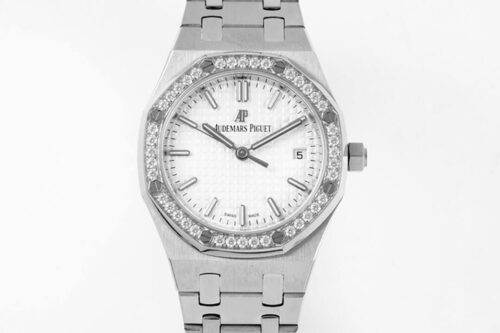 Replica Audemars Piguet Royal Oak 77350ST 8F Factory Diamond-Set Bezel