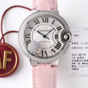 Replica Ballon Bleu De Cartier 33MM WE902067 AF Factory Pink Leather Strap