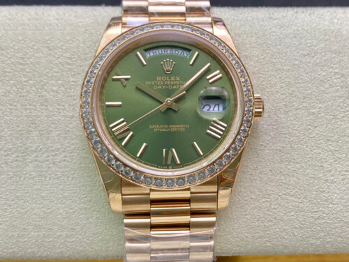 Replica Rolex Day Date M228345RBR-0011 EW Factory Diamond-Set Bezel