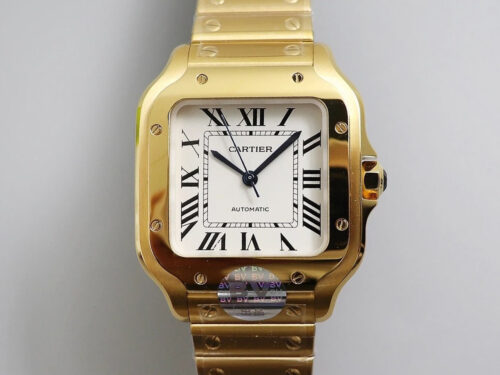 Replica Cartier De Santos W20112Y1 BV Factory White Dial Yellow Strap